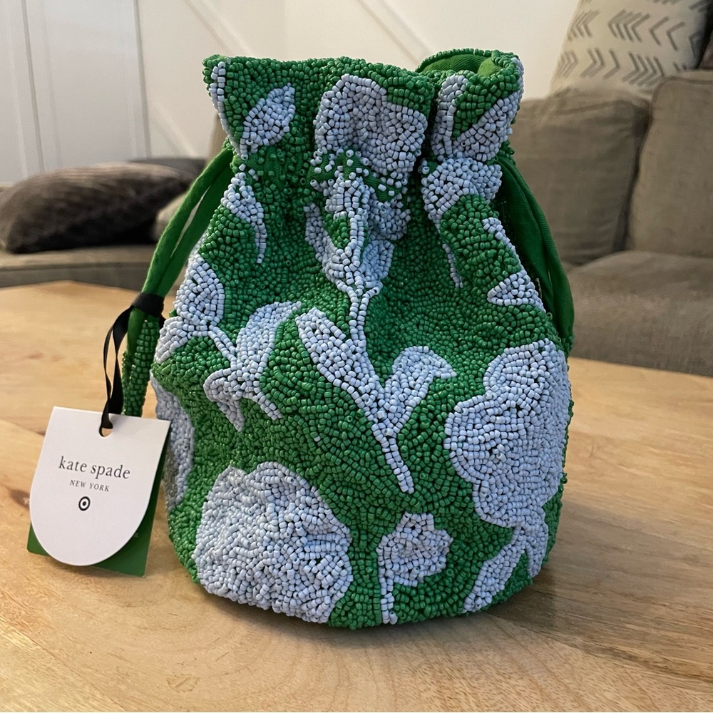 Kate Spade x Target Green and Blue Beaded Bucket Bag